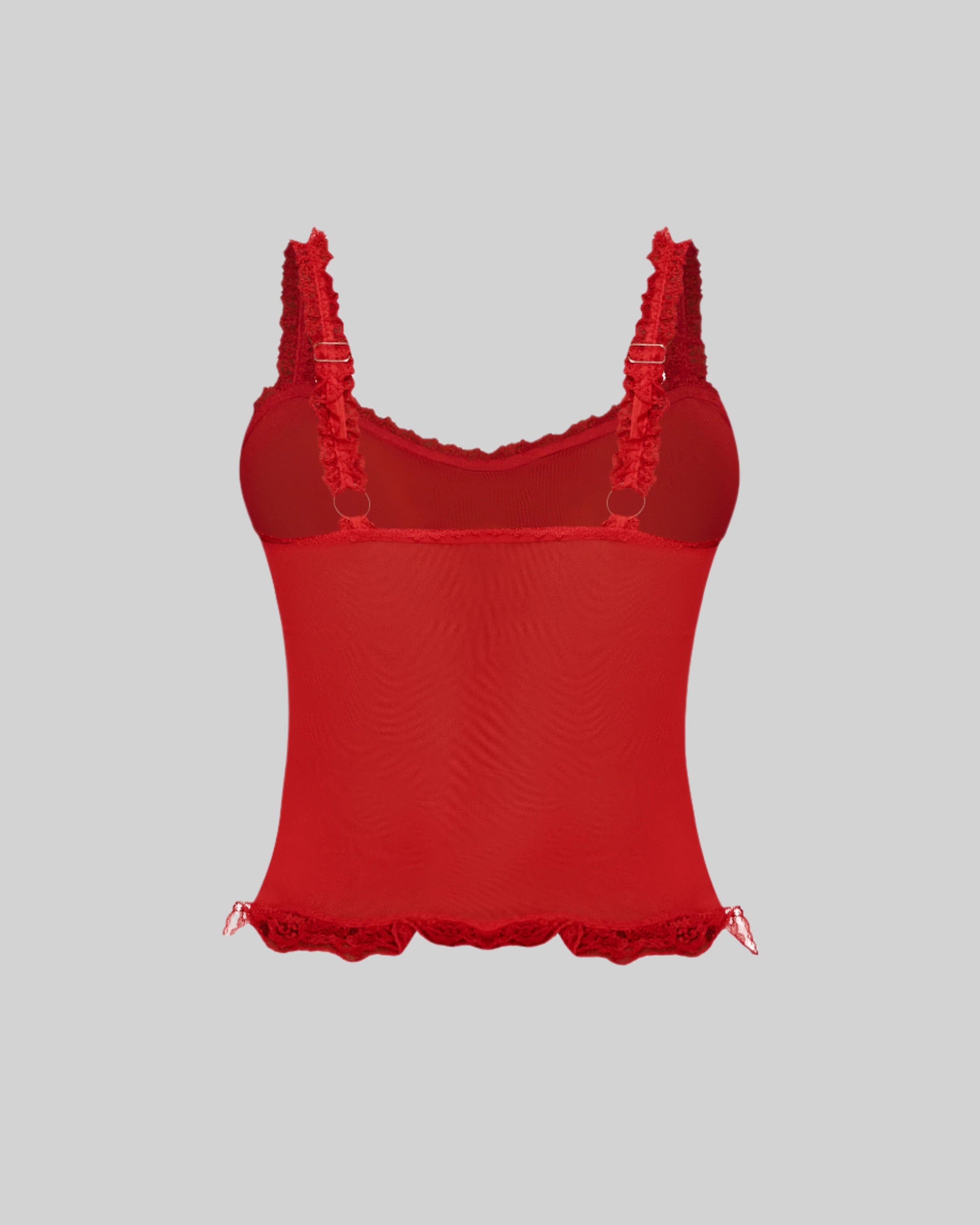 LOVE ME NOT SCALLOPED MESH TOP (CHERRY)