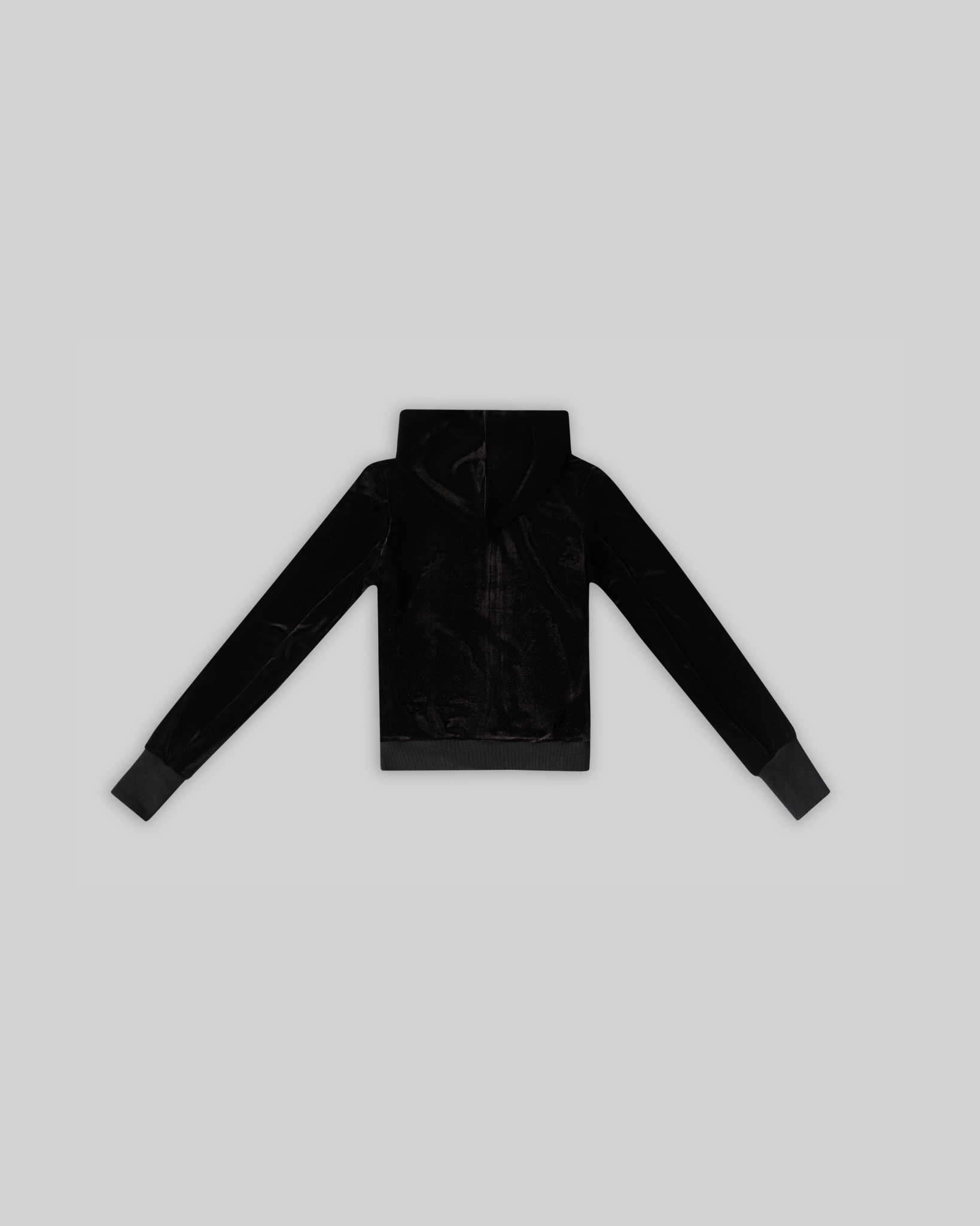VELOUR PLUSH TRACKSUIT JACKET WITH FUR - BLACK [FINAL SALE]