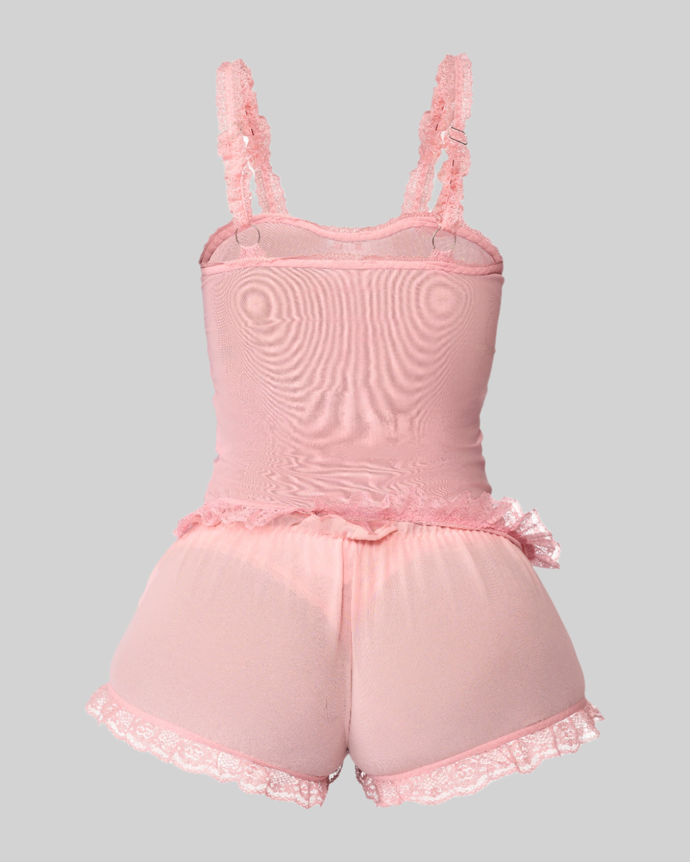 LOVE ME NOT SCALLOPED MESH SHORTS (BABY PINK)