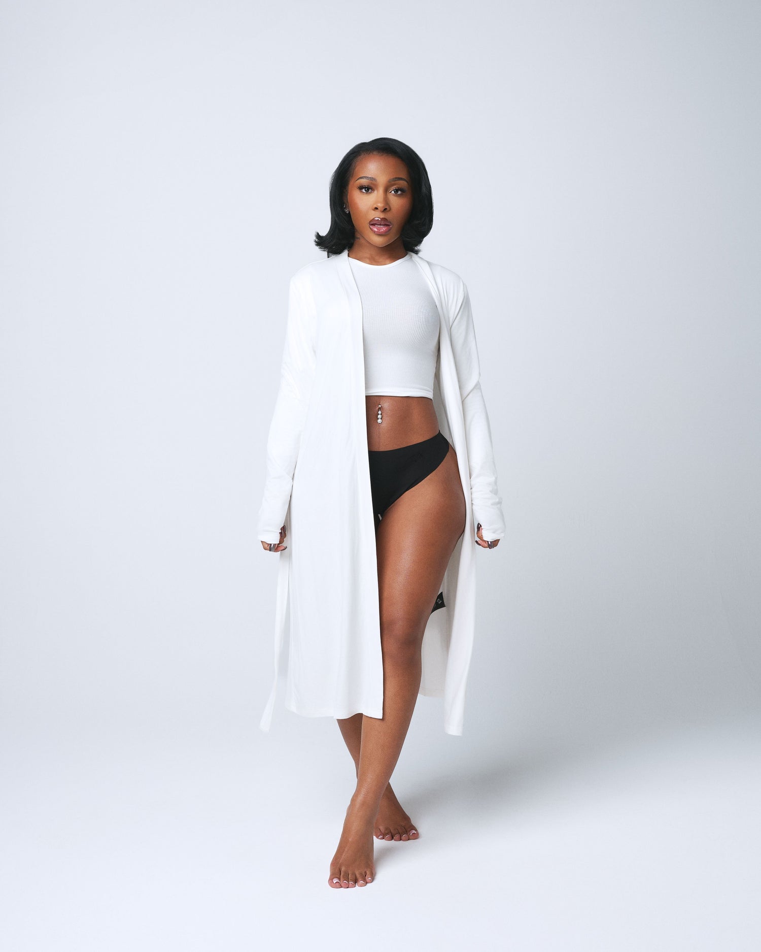 SHORT COZY ROBE (IVORY)