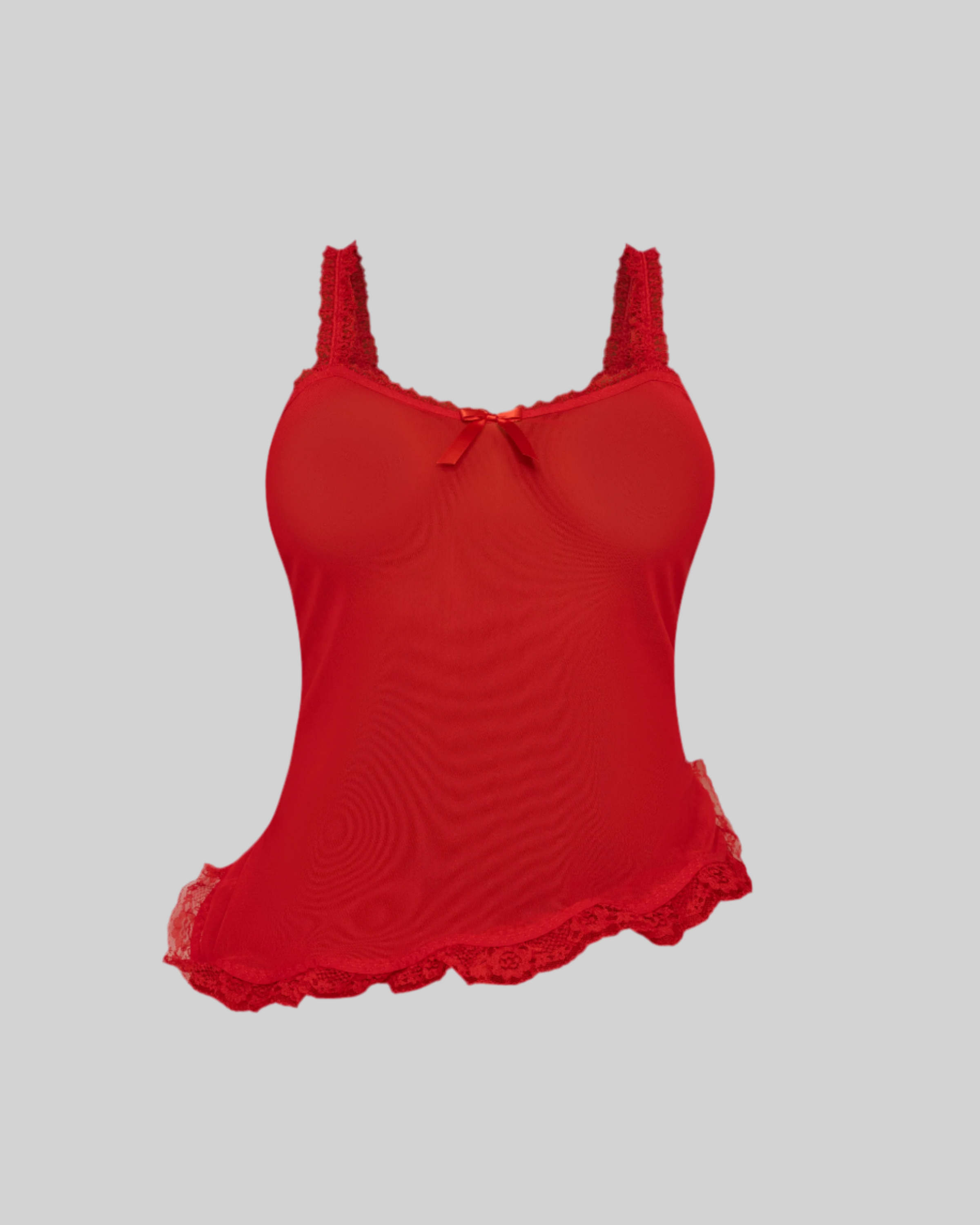 LOVE ME NOT SCALLOPED MESH TOP (CHERRY)