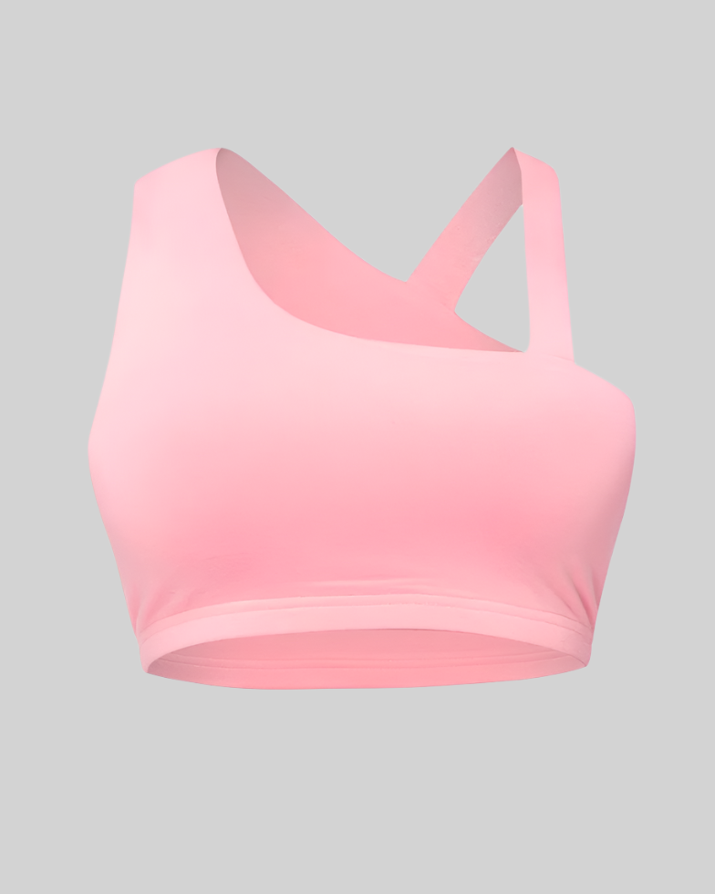 ASYMMETRICAL GYM BRA TOP (PINK) [FINAL SALE]