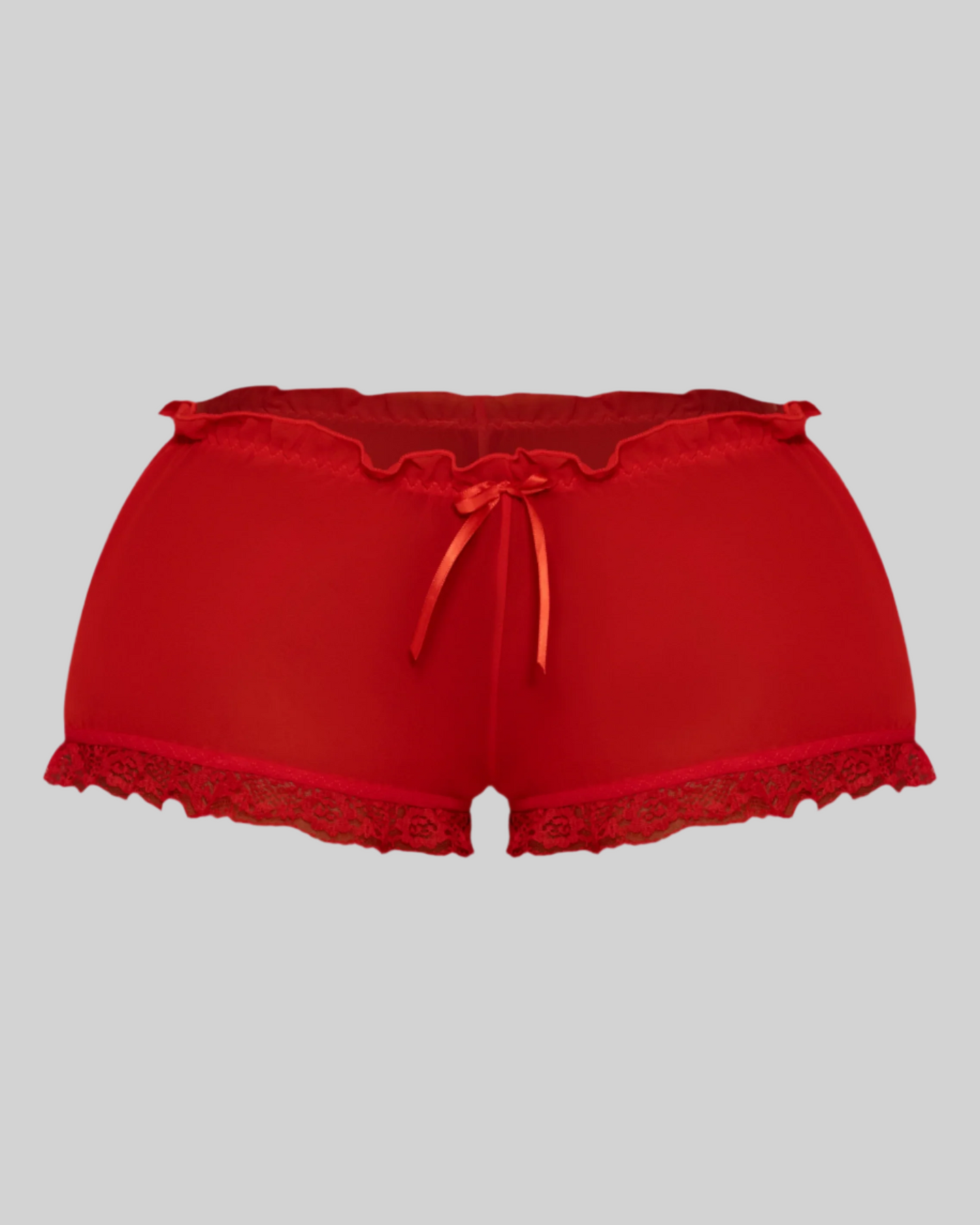 LOVE ME NOT SCALLOPED MESH SHORTS (CHERRY)