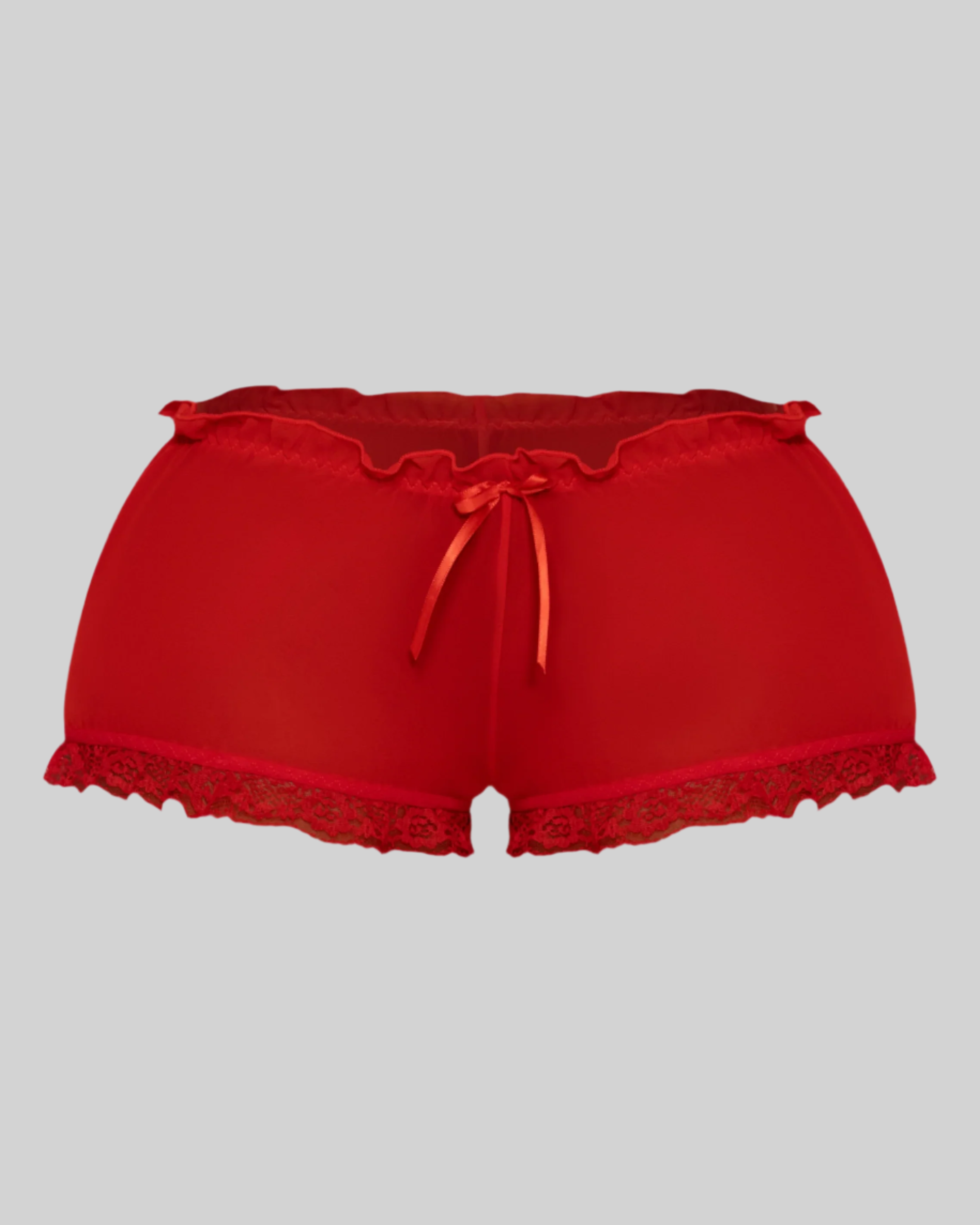 LOVE ME NOT SCALLOPED MESH SHORTS (CHERRY)
