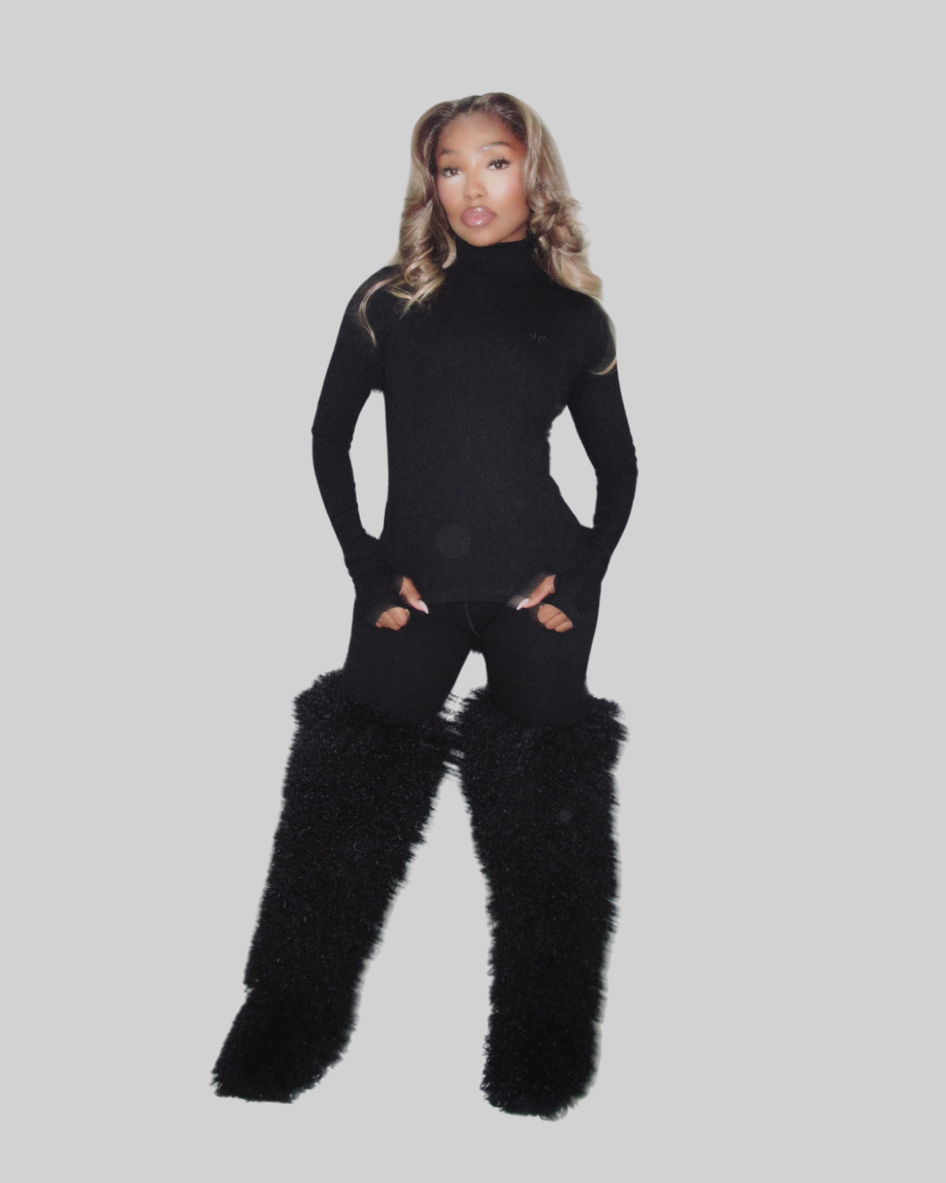 BASICS RIBBED TURTLE NECK (BLACK)