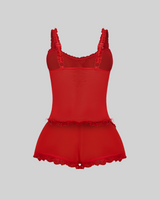LOVE ME NOT SCALLOPED MESH TOP (CHERRY) thumbnail 4