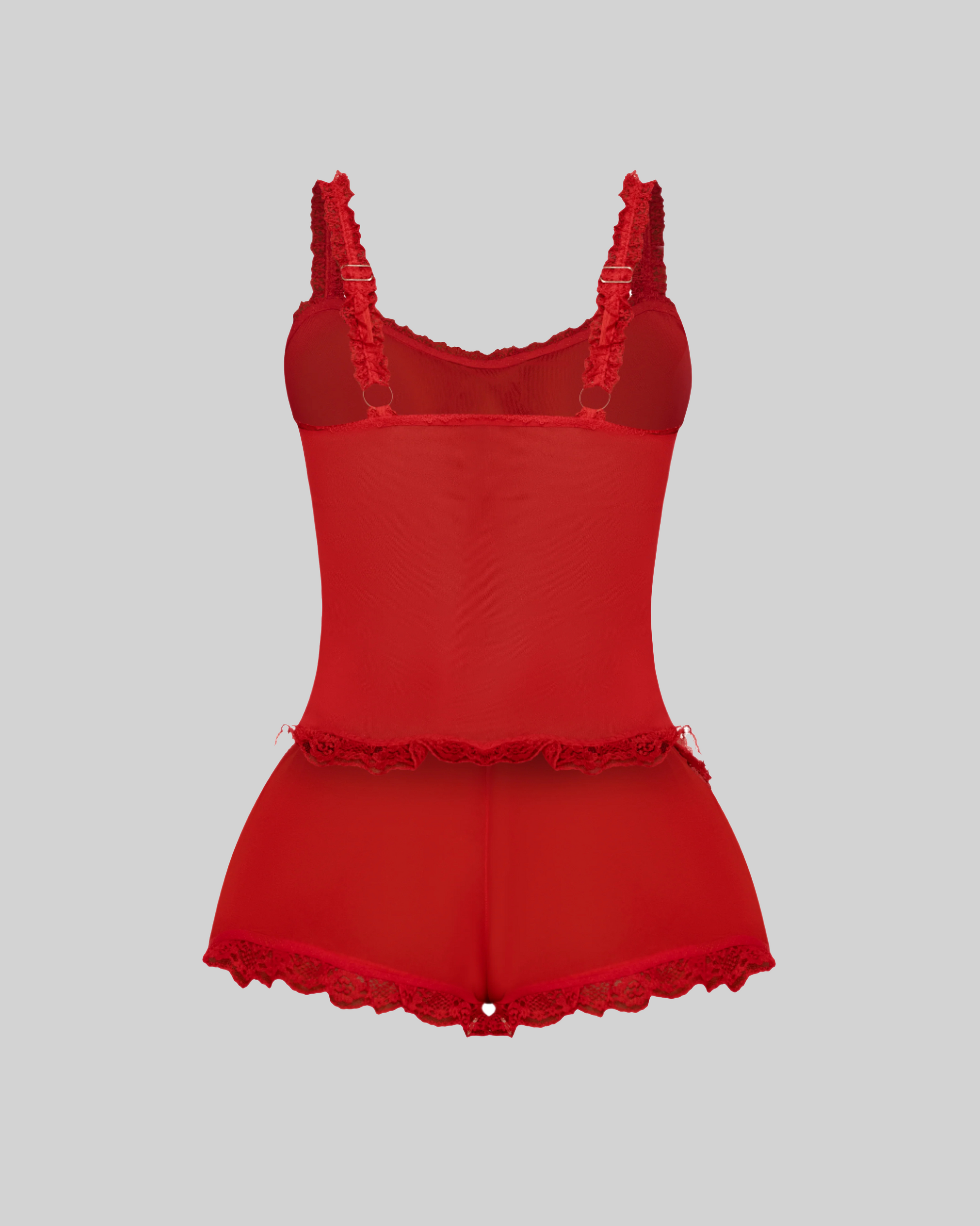 LOVE ME NOT SCALLOPED MESH TOP (CHERRY)