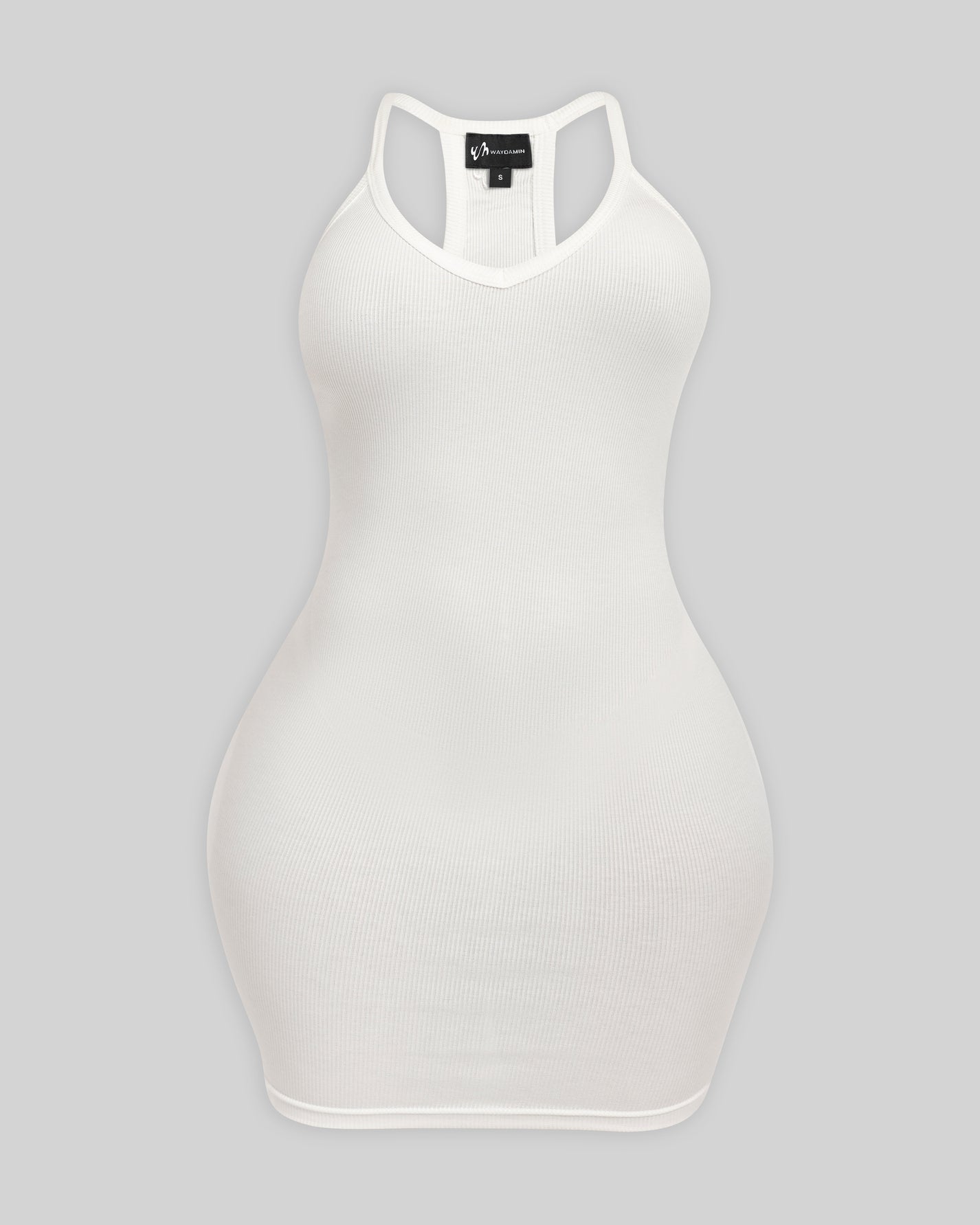 BASICS RIBBED TANK MINI DRESS (WHITE)