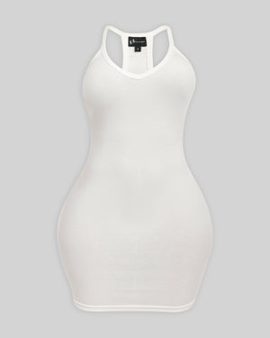 BASICS RIBBED TANK MINI DRESS (WHITE)